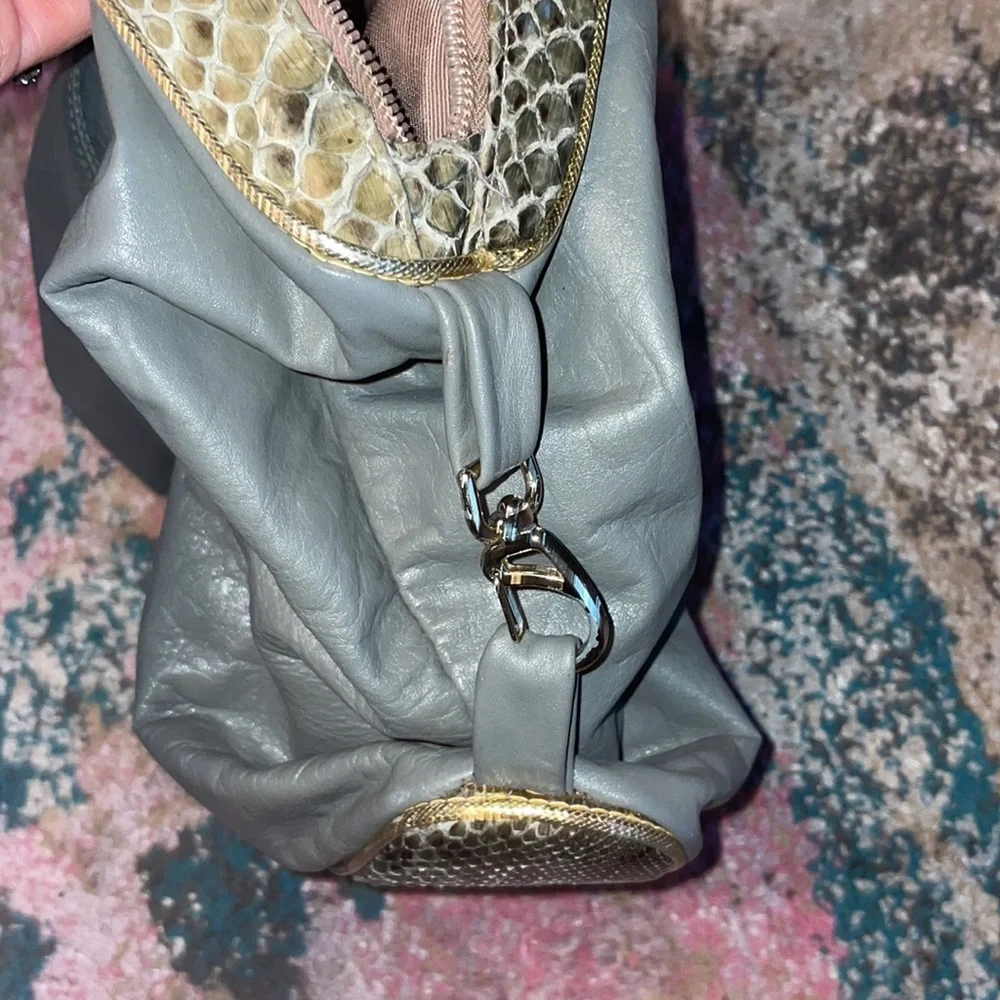 Vintage XL Grey Snakeskin Hobo Bag